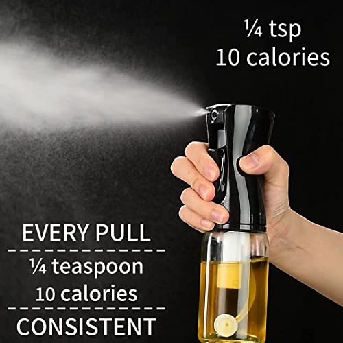 Oil Sprayer for Cooking, 200ml Glass Olive Oil Sprayer Mister, Olive Oil Spray Bottle, Kitchen Gadgets Accessories for Air Fryer, Canola Oil Spritzer, Widely Used for Salad Making, Baking, Frying, BBQ