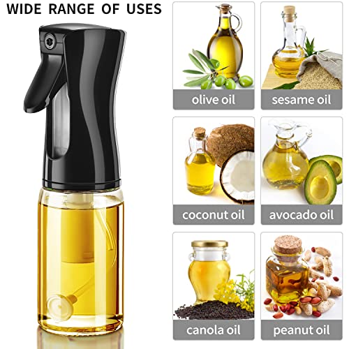 Oil Sprayer for Cooking, 200ml Glass Olive Oil Sprayer Mister, Olive Oil Spray Bottle, Kitchen Gadgets Accessories for Air Fryer, Canola Oil Spritzer, Widely Used for Salad Making, Baking, Frying, BBQ