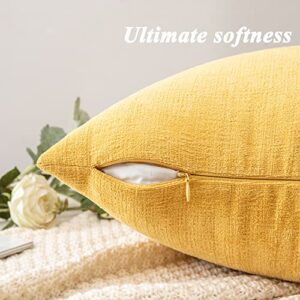 Lumbar Support Pillow Decorative Rectangle Throw Pillow Covers 12x20" Inch Set of 2,Super soft Chenille Fall Pillowcase for Living Room Bedroom Sofa Couch Cushion Cover Gold Yellow 30x50cm (No Insert)