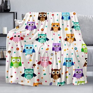owl blanket, soft warm fuzzy fleece plush blanket 60''x50'', smooth cozy flannel throw blanket for bed/couch/office/camping
