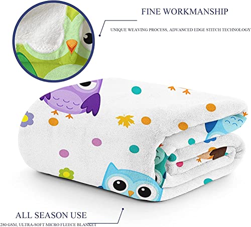 Owl Blanket, Soft Warm Fuzzy Fleece Plush Blanket 60''x50'', Smooth Cozy Flannel Throw Blanket for Bed/Couch/Office/Camping