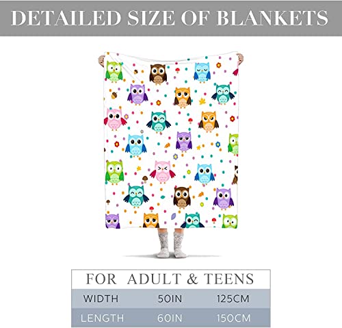 Owl Blanket, Soft Warm Fuzzy Fleece Plush Blanket 60''x50'', Smooth Cozy Flannel Throw Blanket for Bed/Couch/Office/Camping