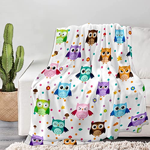 Owl Blanket, Soft Warm Fuzzy Fleece Plush Blanket 60''x50'', Smooth Cozy Flannel Throw Blanket for Bed/Couch/Office/Camping