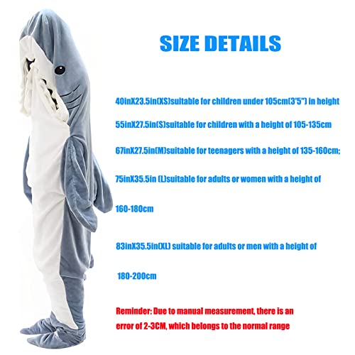 MJJAOQYF Shark Blanket Adult - Shark Onesie Blanket - Shark Blanket Hoodie-Wearable Shark Blanket Super Soft Cozy Flannel Hoodie (67inX27.5in(M))