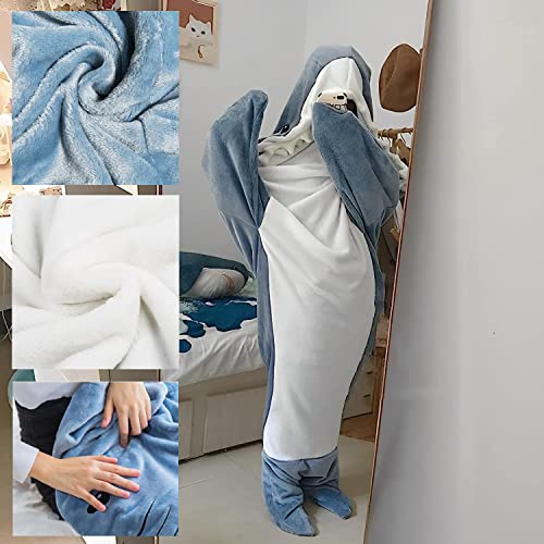 MJJAOQYF Shark Blanket Adult - Shark Onesie Blanket - Shark Blanket Hoodie-Wearable Shark Blanket Super Soft Cozy Flannel Hoodie (67inX27.5in(M))