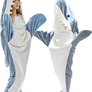 MJJAOQYF Shark Blanket Adult - Shark Onesie Blanket - Shark Blanket Hoodie-Wearable Shark Blanket Super Soft Cozy Flannel Hoodie (67inX27.5in(M))