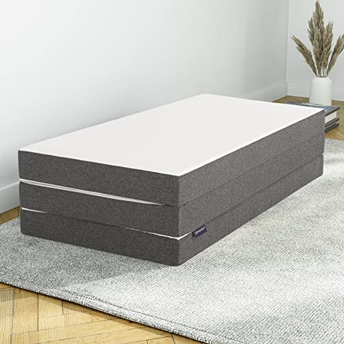 Molblly Folding Mattress, 6 inch Tri-Folding Memory Form Mattress, Portable Trifold Mattress Topper with Washable Cover, Non-Slip Bottom Camping Mattress Guest Bed, Queen Size - 78"x58"x6"