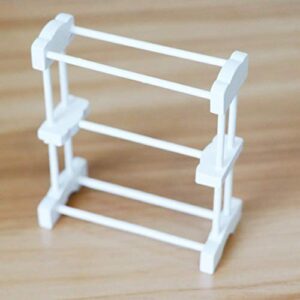 shlutesoy 1/12 Doll House Wooden Standing Towel Drying Rack Micro Bathroom Furniture