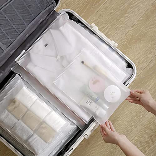 CherryPig JSJSYO 50Pcs Travel Storage Bags Frosted Resealable Bags Zip Lock Storage Plastic Bags Luggage Organiser Pouch Space Saver Storage for Clothes School Trip Size 14x10in