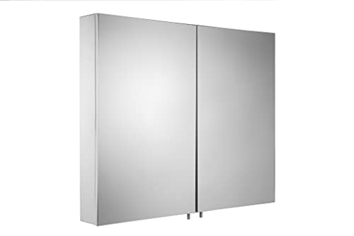 Croydex Finchley Double Door, Surface Mount Flexi-Fix Easy Installation System Medicine Cabinet, 31.5 in (W) x 26 in (H) Stainless Steel