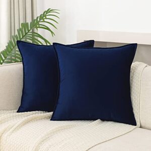 jiahannha velvet navy blue throw pillow covers 18x18 inches pack of 2 soft decorative square cushion covers for couch sofa bed livingroom car,45x45cm