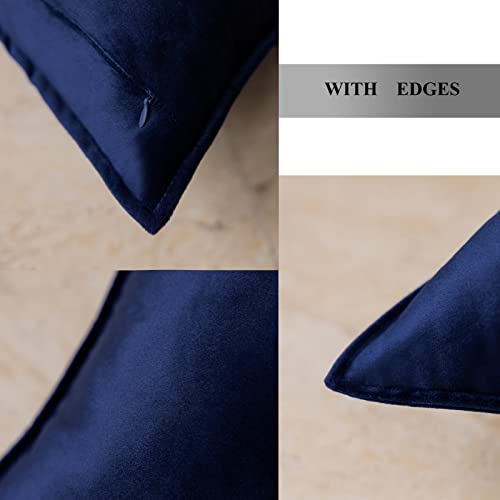 JIAHANNHA Velvet Navy Blue Throw Pillow Covers 18x18 Inches Pack of 2 Soft Decorative Square Cushion Covers for Couch Sofa Bed Livingroom Car,45x45Cm