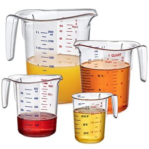 amazing abby - melissa - unbreakable plastic measuring cups (4-piece set), food-grade measuring jugs, 1/2/4/8-cup capacity, stackable and dishwasher-safe, great for oil, vinegar, flour, more