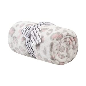 juicy couture - throw blanket | cozy leopard | plush and cozy | decorative blankets for sofas, chairs and beds| luxurious and soft | chic home decor | measures 50" x 70" | white/pink/grey