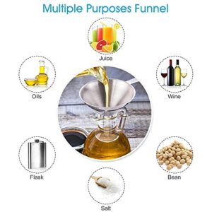 Toncoo 3-in-1 Premium Kitchen Funnel Set, Food Grade Stainless Steel Funnel for Filling Bottles, Small Bottle Funnel, Metal Funnel, Mini Funnel for Essential Oil, Flask, Spices, Liquid, Dry