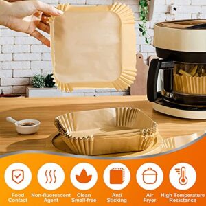 Air Fryer Disposable Paper Liners Square, 7.9 Inch Air Fryer Parchment Paper Liner 100 PCS, Non-Stick Air Fryer Paper Pads Oil Resistant, Food Grade Baking Paper for Roasting Microwave