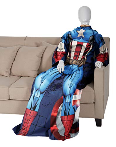 Northwest Comfy Throw Blanket with Sleeves, Adult (48 x 71 in), Captain America