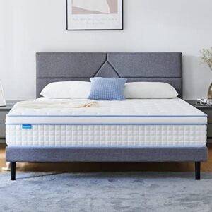 iyee nature full mattress, 12 inch full size hybrid mattress individual pocket springs with foam,full bed in a box with breathable and pressure relief,medium firm,bule