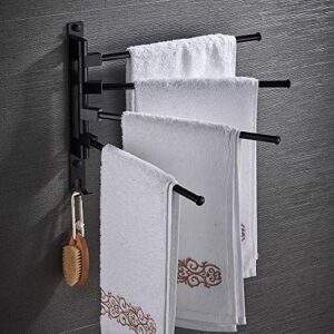 nevup swivel towel bar rustproof wall mount bathroom swing out towel shelf self adhesive with glue or wall mount with screws folding arm hand towel rack