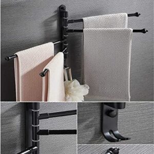 Nevup Swivel Towel Bar Rustproof Wall Mount Bathroom Swing Out Towel Shelf Self Adhesive with Glue or Wall Mount with Screws Folding Arm Hand Towel Rack