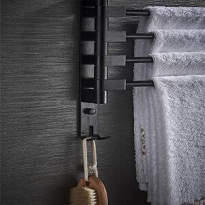 Nevup Swivel Towel Bar Rustproof Wall Mount Bathroom Swing Out Towel Shelf Self Adhesive with Glue or Wall Mount with Screws Folding Arm Hand Towel Rack