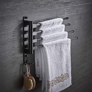 Nevup Swivel Towel Bar Rustproof Wall Mount Bathroom Swing Out Towel Shelf Self Adhesive with Glue or Wall Mount with Screws Folding Arm Hand Towel Rack