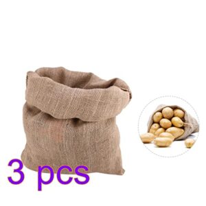 DEDEMCO 3 PCS Burlap Storage Sacks for Gardening,20x27.5 Inch Burlap Potato Sack Race Bags,Planting Growing Bags,Large Food Grade Burlap Sacks for Food Storage