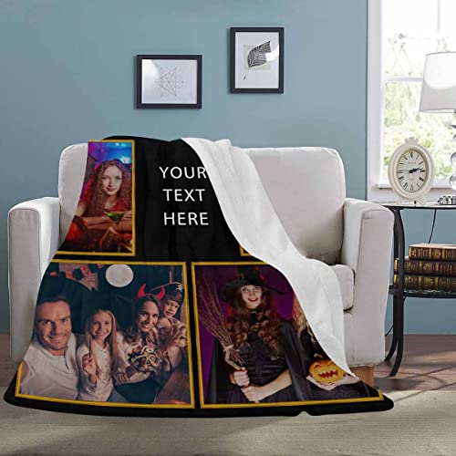 YESCUSTOM Custom Blanket with Photos Text for BBF Gifts Personalized Picture Blankets Gift for Family Mother Birthday Customized Fleece Throw Blankets for Christmas New Year, 50"x60"