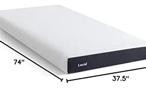 Lucid 6 Inch Twin Mattress - Firm Gel Memory Foam Mattress Twin— Bamboo Charcoal Mattress in a Box—CertiPur Certified