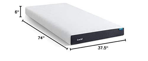 Lucid 6 Inch Twin Mattress - Firm Gel Memory Foam Mattress Twin— Bamboo Charcoal Mattress in a Box—CertiPur Certified