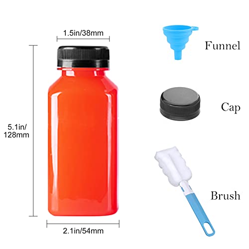 Plastic Bottles with Caps 12Pcs Juice Bottles Clear Reusable Containers Black Lid Plastic Smoothie Bottles Ideal for Juice Milk Homemade Beverages (8oz)