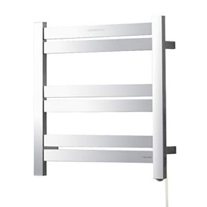 sharndy towel warmer brushed nickel for bathroom wall mounted drying rack plug-in electric heated towel rack stainless steel square 6 bars bath towel heater etw84-4 80w 20.87x20.47x4.13 inches