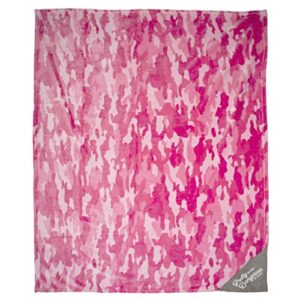 Pavilion Gift Company -Pretty in Pink Dangerous in Camo - Pink Camouflage 50 x 60 Inch Super Soft Royal Plush Blanket with Snack, Phone Or Remote Holder Pocket in The Corner (35153)