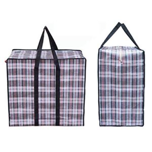 CLARA Large Checkered Storage Bag Oversized Waterproof Moving Totes Carrying Bag Luggage Bag Reusable Laundry Bag(Black, 20×20’’)