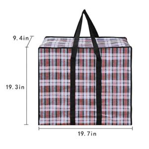 CLARA Large Checkered Storage Bag Oversized Waterproof Moving Totes Carrying Bag Luggage Bag Reusable Laundry Bag(Black, 20×20’’)