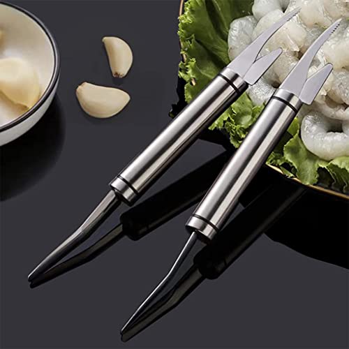 5 in 1 Multifunctional Shrimp Line Fish Maw Knife, 2Pack Shrimp Deveiner Knife Tool and Peeler, Stainless Steel Shrimp Peeler, Fish Scale Remover, Kitchen Fish and Shrimp, Duck Intestine Cleaner