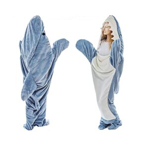 shark blanket hoodie adult, shark blanket super soft cozy flannel hoodie, wearable shark blanket adult or shark sleeping bag (m-67inx27.5in)