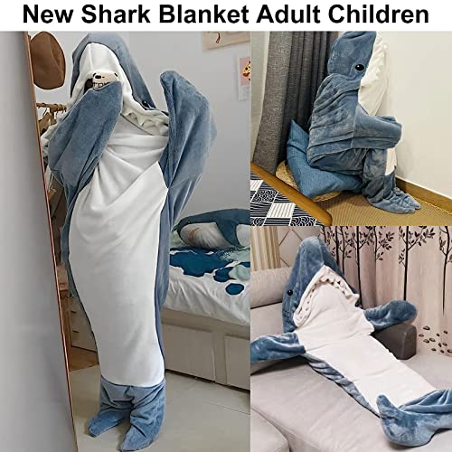 Shark Blanket Hoodie Adult, Shark Blanket Super Soft Cozy Flannel Hoodie, Wearable Shark Blanket Adult or Shark Sleeping Bag (M-67inX27.5in)
