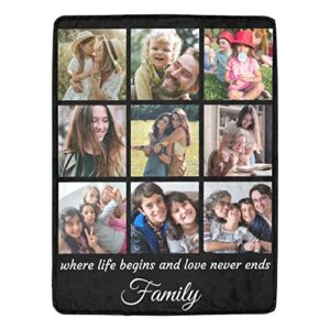 huglazy customizable blanket for family 9 photos customized blankets with photos text personalized picture collages throw blankets gift for women valentines day decor souvenirs birthday