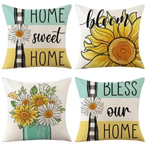 wyooxoo throw pillow covers 18x18 set of 4 summer farmhouse pillow covers decorative pillowcase for sofa couch living room outdoor home decor