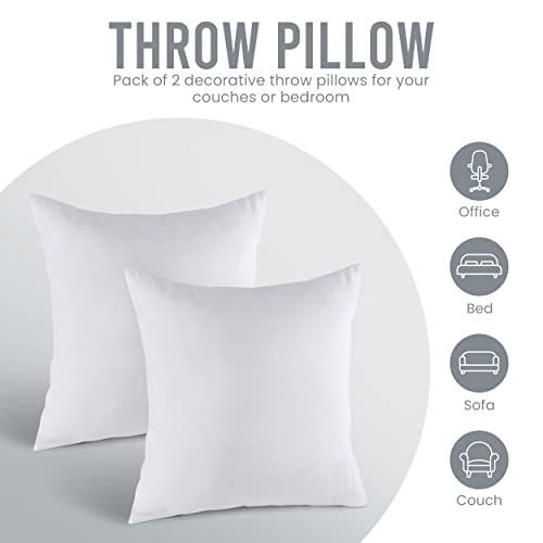 Utopia Bedding Throw Pillows Insert (Pack of 2, White) - 20 x 20 Inches Bed and Couch Pillows - Indoor Decorative Pillows