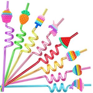 24 pop birthday party favors it plastic drinking straws 8 pop fidget designs great for pop party supplies with 2 cleaning brush