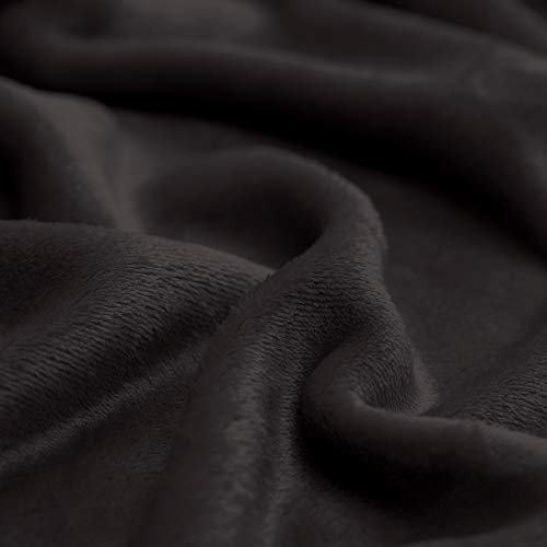 Kingole Flannel Fleece Microfiber Throw Blanket, Luxury Black Queen Size Light Weight Cozy Couch Bed Super Soft and Warm Plush Solid Color 250GSM (90 x 90 inches)