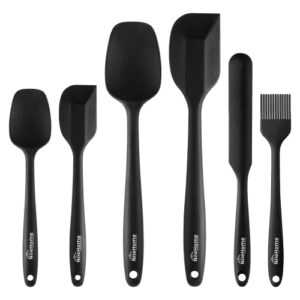 nilehome silicone spatula set 6 pieces food grade kitchen utensils with silicone brush heat resistant bpa-free rubber spatula for scraping, baking, cooking, mixing