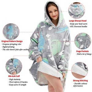 Chavish Wearable Blanket Hoodie Oversized, Glow in The Dark Soft Plush Warm Hooded Blanket Sweatshirt for Adults Women Men Kids