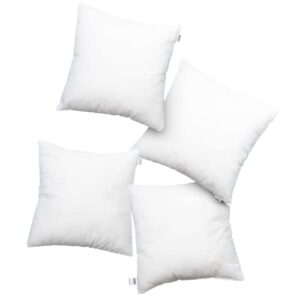 nestl plain throw pillows 20"x20" inches decorative pillow insert square throw pillow inserts 4 pack premium down alternative polyester pillow cushion sham stuffer for couch sofa bed - set of 4