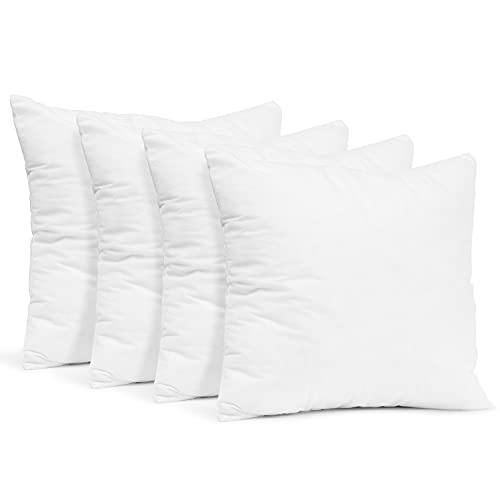 nestl Plain Throw Pillows 20"x20" Inches Decorative Pillow Insert Square Throw Pillow Inserts 4 Pack Premium Down Alternative Polyester Pillow Cushion Sham Stuffer for Couch Sofa Bed - Set of 4