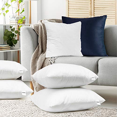 nestl Plain Throw Pillows 20"x20" Inches Decorative Pillow Insert Square Throw Pillow Inserts 4 Pack Premium Down Alternative Polyester Pillow Cushion Sham Stuffer for Couch Sofa Bed - Set of 4