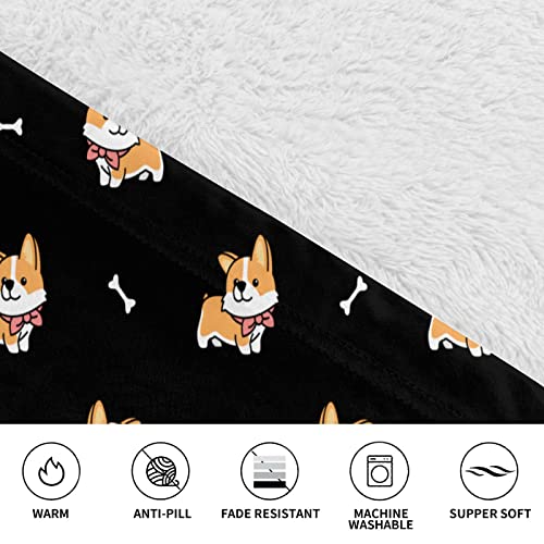 Cute Corgi With Scarf Wearable Hoodie Blanket Women'S Pajamas Oversized Soft Flannel Sweatshirt Winter Adult And Teenagers Cold-Proof Cute Blanket