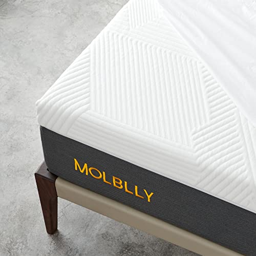 Molblly 10 Inches Queen Size Mattress for Back Pain Relief, Gel Memory Foam Mattress in a Box, Fiberglass Free, Medium Firm, 10-Year Support, Premium Queen Bed